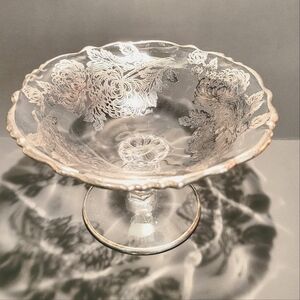 Vintage sterling silver crystal overlay floral dish bowl